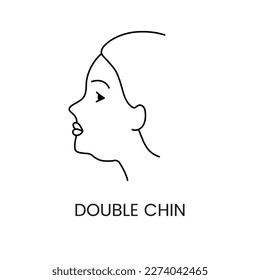 Double chin line icon in vector, woman face illustration