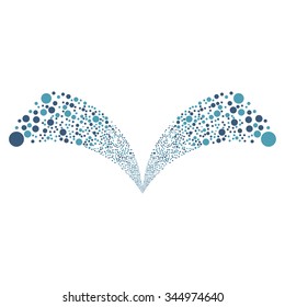 Double Circle Fireworks vector illustration. Style is cyan and blue bicolor flat circles, white background.