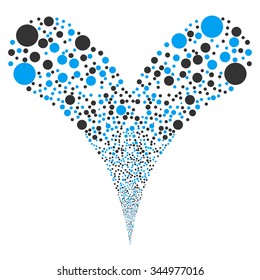 Double Circle Fireworks vector illustration. Style is blue and gray bicolor flat circles, white background.