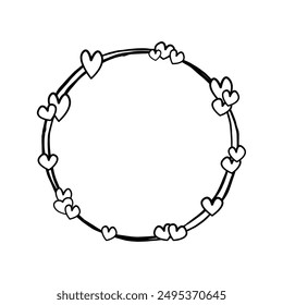 Double Circle Frame with Hearts. Vector illustration for decorate logo, text, greeting cards and any design.