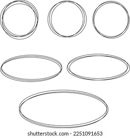 Double Circle Frame set, shape lines, SVG Vector