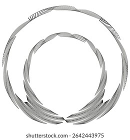 Double circle icon. Concentric ring symbol. Black wave pattern. Vector illustration. 