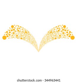 Double Circle Salute vector illustration. Style is yellow flat circles, white background.