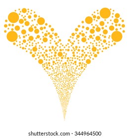 Double Circle Salute vector illustration. Style is yellow flat circles, white background.