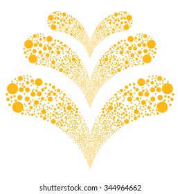 Double Circle Salute vector illustration. Style is yellow flat circles, white background.
