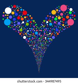 Double Circle Salute vector illustration. Style is bright multicolored flat circles, blue background.