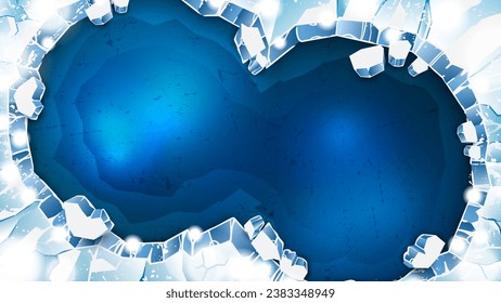 Double Circle Shaped Ice Cracks As a Winter Background