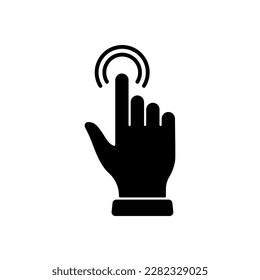 Double Click Gesture, Hand Cursor of Computer Mouse Black Silhouette Icon. Pointer Finger Glyph Pictogram. Swipe Double Press Touch Point Tap on Cyberspace Website Sign. Isolated Vector Illustration.
