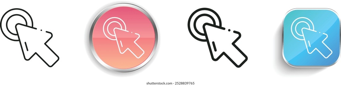 double click icon. Thin Linear, Regular and Button Style Design Isolated On White Background