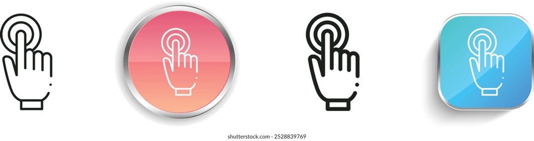double click icon. Thin Linear, Regular and Button Style Design Isolated On White Background