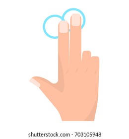 Double click with two fingers touch screen hand gesture vector illustration. Flat style design. Colorful graphics