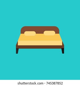 double coat bed with pillow vector in turquoise background