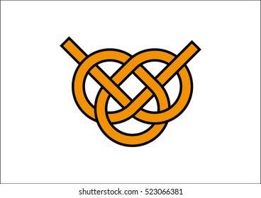 Double Coin Knot. Double Coin symbol. Basket weave knot.