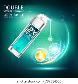 Fondo de Vector de suero perfecto blanco de colágeno doble para Productos cosméticos para el cuidado de la piel.