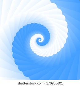 Double colored twirl - white and blue. Abstract vector background.