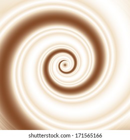 Double colored twirl - white and brown, coffee and milk. Abstract vector background.
