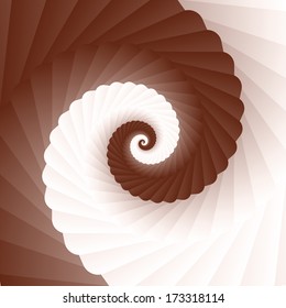 Double colored twirl - white and brown, chocolate (coffee) and milk. Abstract vector background.