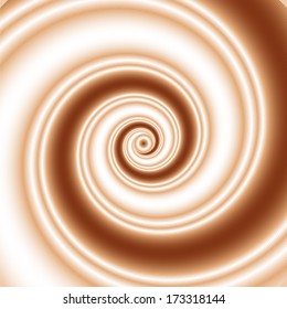 Double colored twirl - white and brown, chocolate, caramel (coffee) and milk. Abstract vector background.
