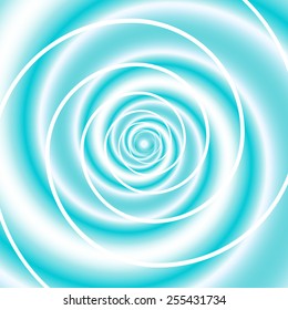 Double colored twirl - white and turquoise (blue),  sea wave. Abstract vector background.