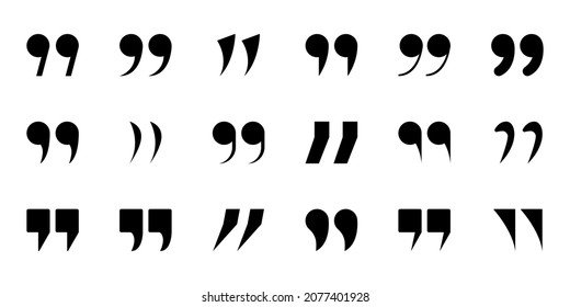 Double Comma Silhouette Signs of Quote Icons. Set of Quotation Mark Icon. Black Quotation Signs on White Background. Punctuation Symbol of Speech. Isolated Vector Illustration.