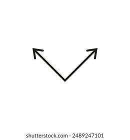 Double corner arrow. 90 degrees angle. Right angle symbol. Dual ended arrow. 
