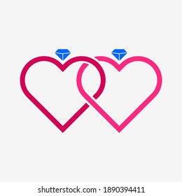 Vektor-Vorlage für eine Doppelring-Love-Diamant-Illustration