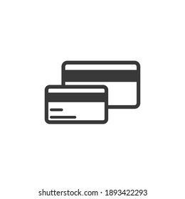 Double credit card line icon, outline vector sign, linear style pictogram isolated on white. Multiple credit card symbol, logo illustration. Editable stroke