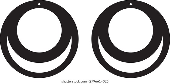Double Crescent Circle Earrings Celestial Jewelry Design