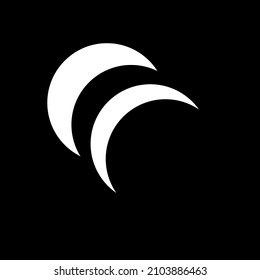 double Crescent Moon Night logo design vector icon