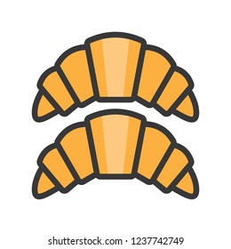 double croissant, christmas food related icon.  editable outline