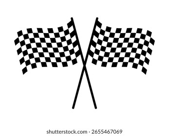 Double crossed Checkered racing flag or Racing start and finish checkered flag.