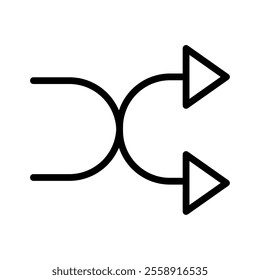 double crossed lines pointing right direction arrow isolated vector icon