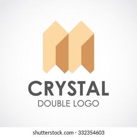 Double crystal stone abstract vector and logo design or template luxury business icon of corporate identity symbol concept