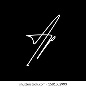 Double Cursive Letters Initial AP Signature Handwriting Calligraphy