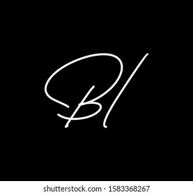 Double Cursive Letters Initial BL Signature Handwriting Calligraphy