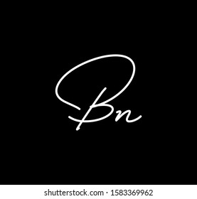 Double Cursive Letters Initial BN Signature Handwriting Calligraphy