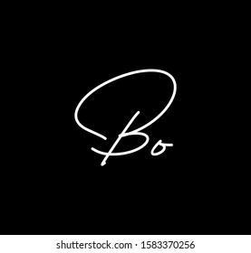 Double Cursive Letters Initial BO Signature Handwriting Calligraphy