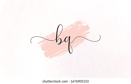 Double Cursive Letters Initial BQ Signature Handwriting Calligraphy
