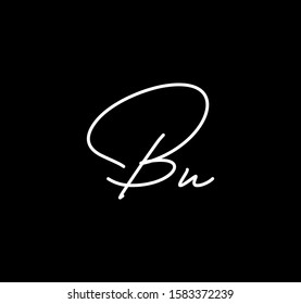 Double Cursive Letters Initial BU Signature Handwriting Calligraphy