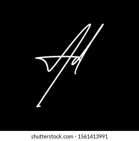 Double Cursive Letters Initial Signature Handwriting Stock Vector ...