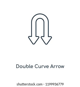 Double Curve Arrow concept line icon. Linear Double Curve Arrow concept outline symbol design. This simple element illustration can be used for web and mobile UI/UX.