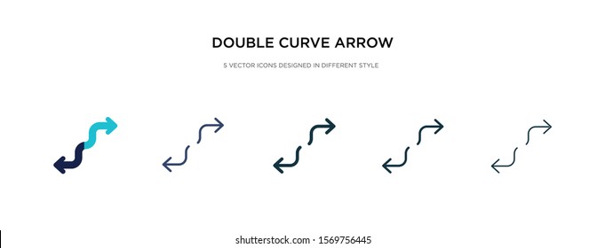 double curve arrow icon in different style vector illustration. two colored and black double curve arrow vector icons designed in filled, outline, line and stroke style can be used for web, mobile,