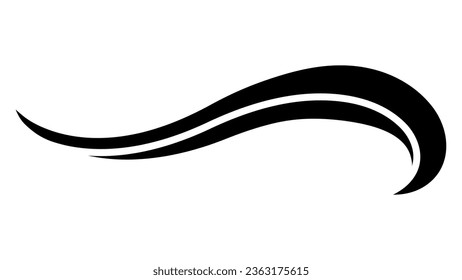 Double curve wave swoosh tail curve line, swash logo strip