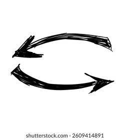 Double curved arrow shape in freehand style