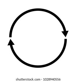 Double curved black recycle icon