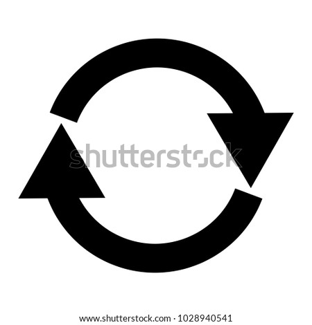Double curved black recycle icon