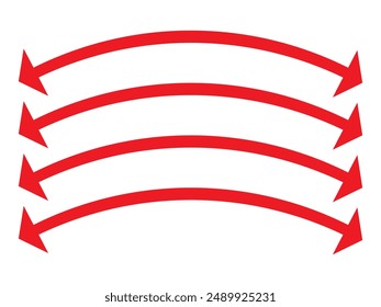 Doble Curva Icono de flecha larga Vector de conjunto. Vector doble de flecha larga. símbolo de flecha de estilo plano. Ilustración vectorial.