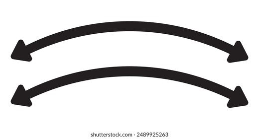 Double Curved Long arrow icon set vector. Double long arrow vector. flat style Arrow symbol. vector illustration.