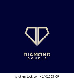 double d Diamond gold luxury color with dark blue background logo icon designs vector illustration