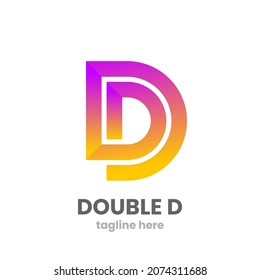 Double D logo design template. Abstract letter D. Modern vector emblem. Stock vector illustration.